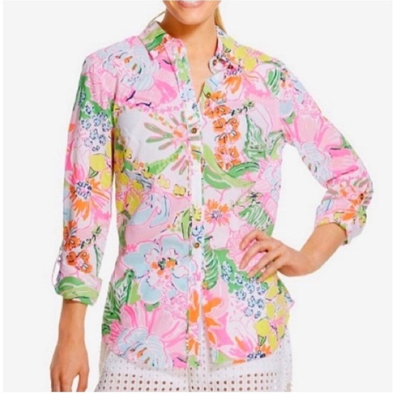 Lilly Pulitzer for Target Nosey Posey Floral Button up Blouse Size M - Picture 2 of 7